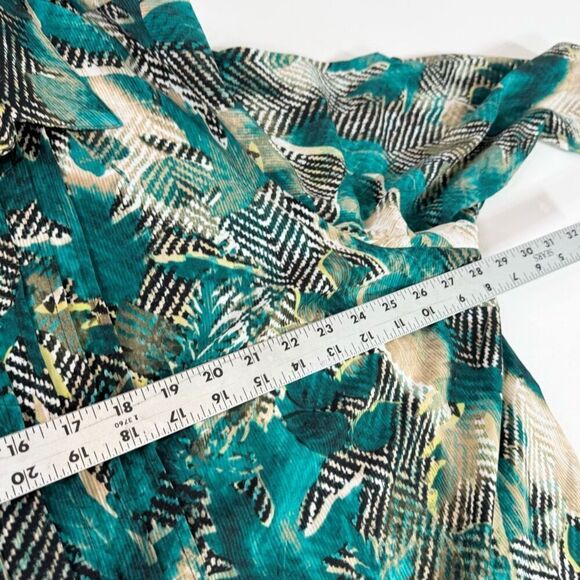 Catherines Top Shirt Womens 2X Petite Roll Tab Sleeve Green Floral Button Up - Picture 5 of 10